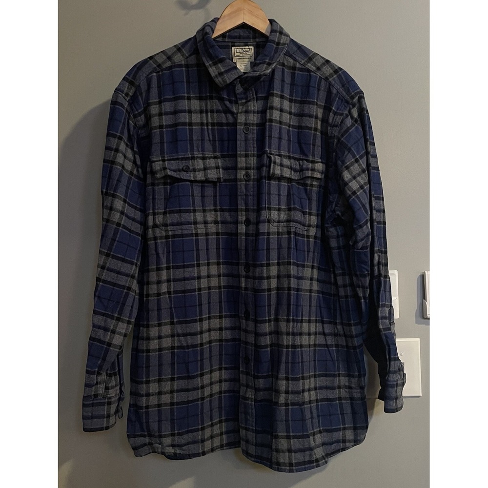 LL Bean Shirt Plaid Flannel Button Up Outdoors Long Sleeve Lumberjack XL Note